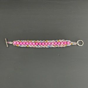 Pink and Rainbow Beaded Bracelet